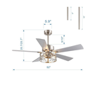 52 in. Indoor Satin Nickel Chandelier Ceiling Fan with Light Kit and Remote Control Included