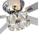 52 in. Indoor Chrome Flush Mount Ceiling Fan with Remote Control and Light Kit Included
