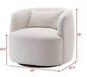 Grey Poly Blend Boucle Fabric Upholstered Swivel Armchair