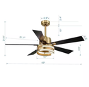 52 in. Integrated LED Indoor Gold Ceiling Fan with Remote Control and Light Kit Included
