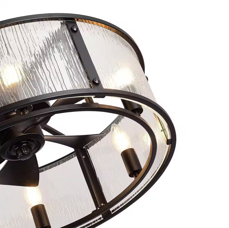 20 in. Indoor Matte Black Ceiling Fan with Remote Control and Light Kit Included
