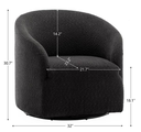 Dark Gray Modern Boucle Upholstered Swivel Barrel Armchair