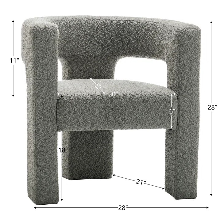 Green Wide Boucle Upholstered Square Armchair