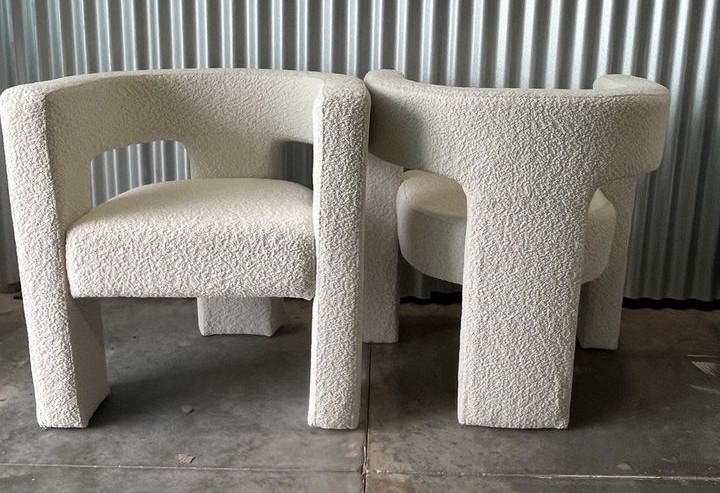 Grey Wide Boucle Upholstered Square Armchair