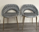 Velvet Hand Woven Hollow Backrest Design Dining Chairs