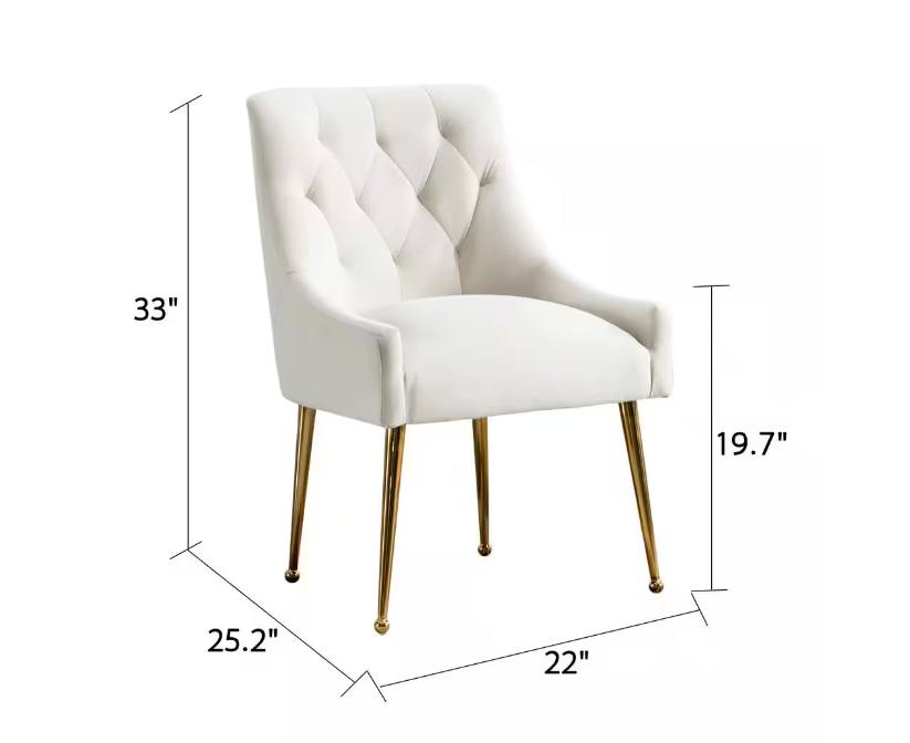 Mid Century Modern Tufted Upholstered Dining Arm Chair