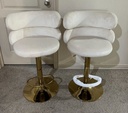 Ivory Velvet Upholstered Bar Stools Dining Chairs (set of 2)