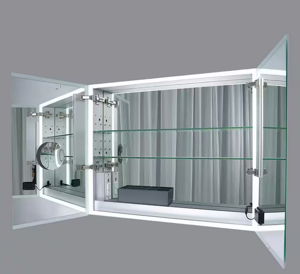 30 in. W x 24 in. H Rectangular Silver Aluminum Recessed or Surface Mount Medicine Cabinet with Mirror