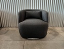Dark Grey Poly Blend Boucle Fabric Upholstered Swivel Armchair