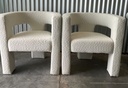 White Wide Boucle Upholstered Square Armchair