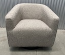 Light Gray Poly Blend Boucle Upholstered Swivel Barrel Chair