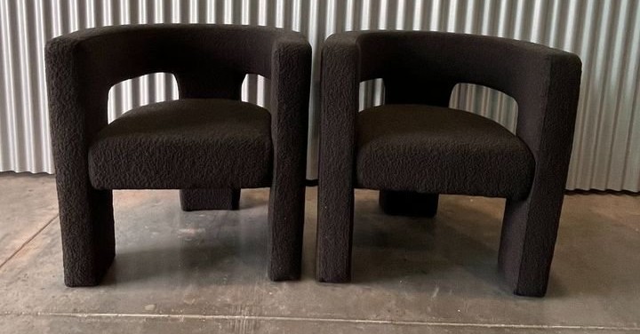 Black Wide Boucle Upholstered Square Armchair
