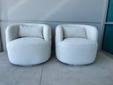 Cream Boucle Tufted Upholstered Swivel Armchair