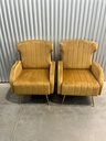 Velvet Accent Chair, Upholstered Wingback Armchair Single Sofa with Metal Legs