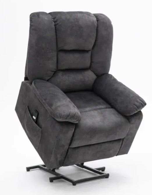 Grey Fabric 35in Wide Recliners Powered Lift Chair