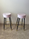 30.3 in. Bar Height Backless Metal Upholstered Velvet Bar Stool with Footrest (Set of 2)