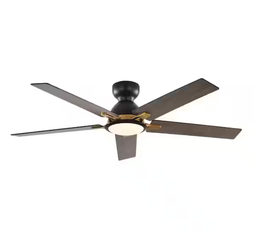[30002-BK] 52 in. Integrated LED Indoor Black Ceiling Fans with Light and Remote Control