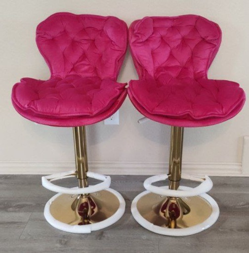 Counter Height Adjustable BarStools with Velvet Tufted Upholstered (Set of 2)