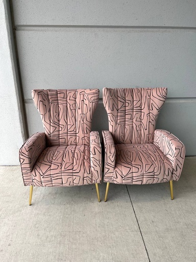 [HFSN-9131PK] Velvet Accent Chair, Upholstered Wingback Armchair Single Sofa with Metal Legs