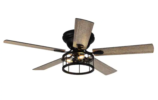 [24002-ORB] 52 in. Black Indoor Ceiling Fan with Remote Control and Light Kit Included
