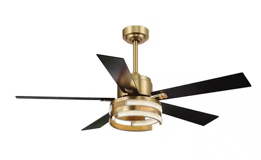 [24010-GD] 52 in. Integrated LED Indoor Gold Ceiling Fan with Remote Control and Light Kit Included