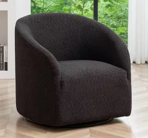 Modern Boucle Upholstered Swivel Barrel Armchair