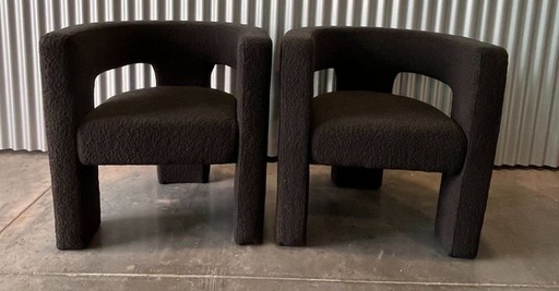 [BSC095-BK] Black Wide Boucle Upholstered Square Armchair