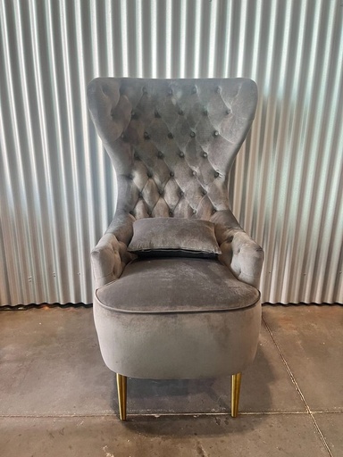 [BSC092-GY] Grey Upholstered Tufted High Wingback Chair