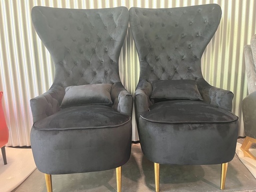 Black Upholstered Tufted High Wingback Chair