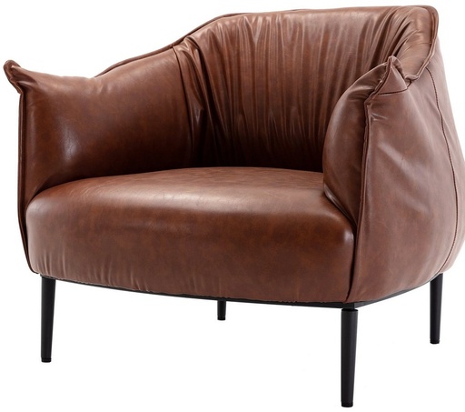 Contemporary PU Upholstery Barrel Chair with Elegant Metal Legs