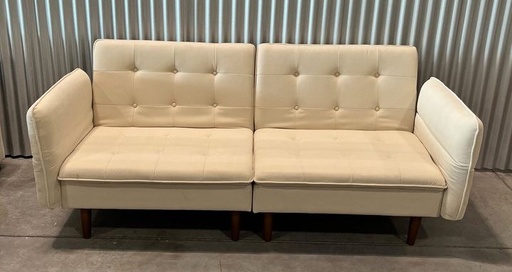 67 in. Width Beige Linen Sofa Bed, Futon